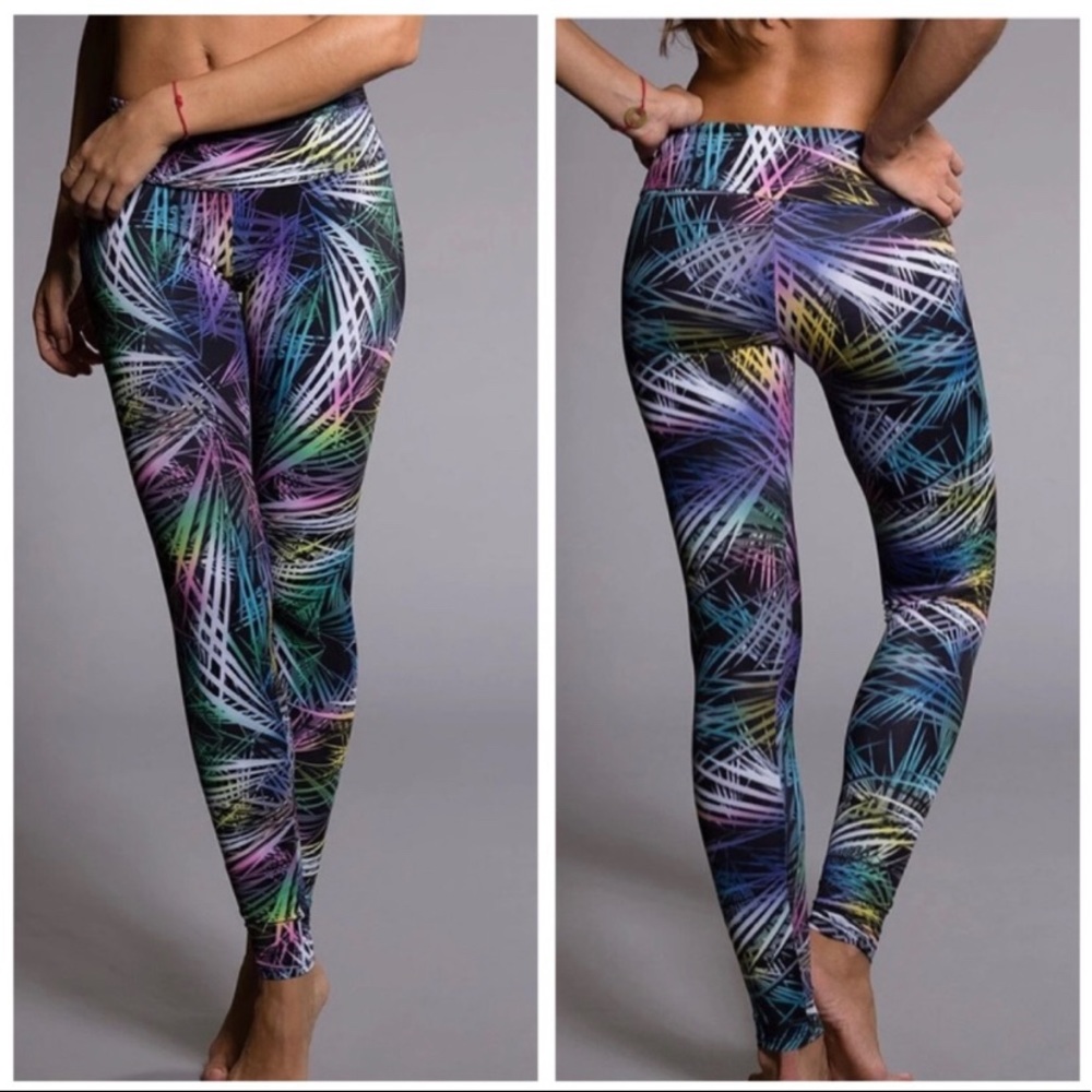 Onzie Krypton Neon Palm Print Leggings Tights S/M
